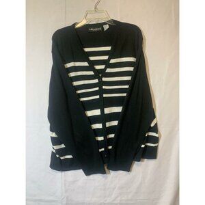 Sag Harbor Cardigan Women’s Black White Size 3XLShimmer